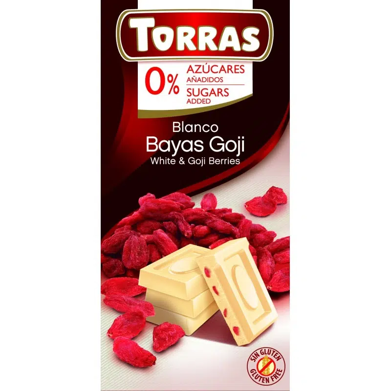 Torras Fehércsokoládé goji bogyós - cukor- és gluténmentes - 75g 1 Torras Fehércsokoládé goji bogyós - cukor- és gluténmentes - 75g
