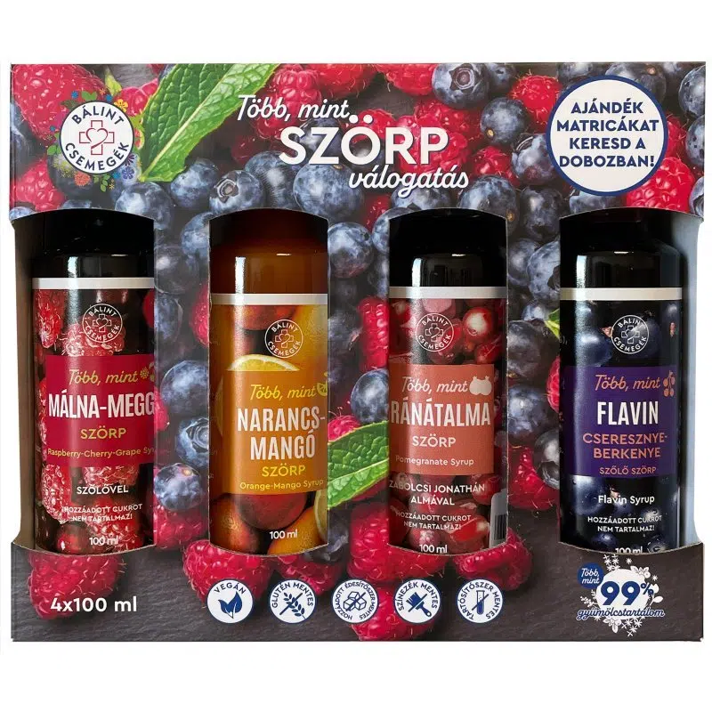 Bálint Több mint szörp válogatás - Gyümölcsös FLAVIN - 4x100ml 1 Bálint Több mint szörp válogatás - Gyümölcsös FLAVIN - 4x100ml