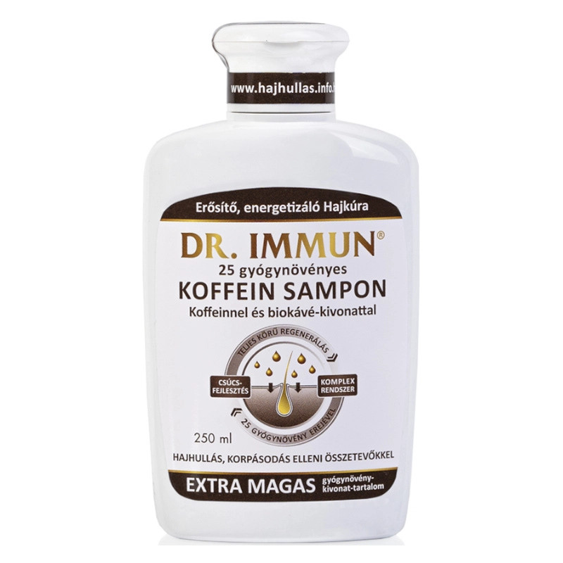 Dr. Immun 25 gyógynövényes koffeines hajhullás és korpásodás elleni sampon - 250ml 1 Dr. Immun 25 gyógynövényes koffeines hajhullás és korpásodás elleni sampon - 250ml