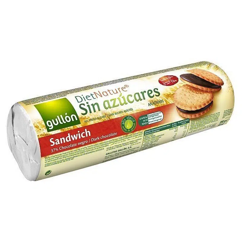 Gullón keksz étcsokoládés krémmel töltött édesítőszeres - 250g 1 Gullón keksz étcsokoládés krémmel töltött édesítőszeres - 250g