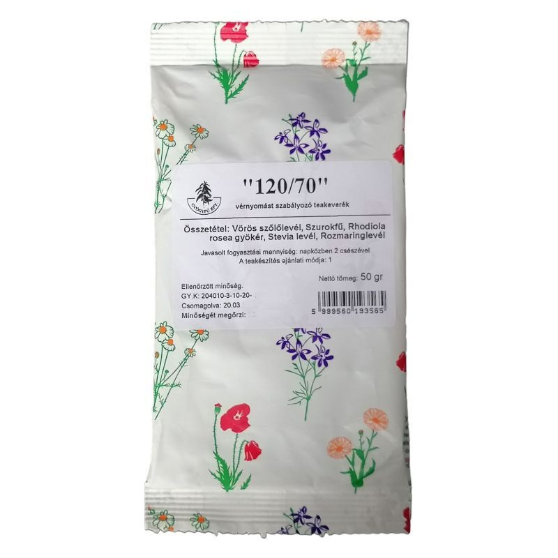 Gyógyfű 120/70 vérnyomás csökkentő tea - 50g 1 Gyógyfű 120/70 vérnyomás csökkentő tea - 50g