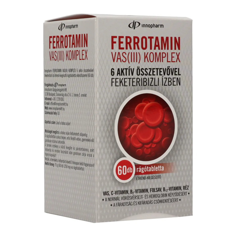 InnoPharm Ferrotamin Vas (III) komplex rágótabletta - 60db 1 InnoPharm Ferrotamin Vas (III) komplex rágótabletta - 60db