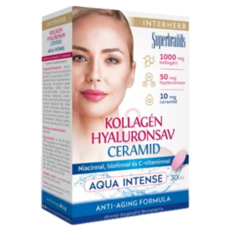Interherb Kollagén Hyaluronsav Ceramid Aqua Intense tabletta - 30db 1 Interherb Kollagén Hyaluronsav Ceramid Aqua Intense tabletta - 30db