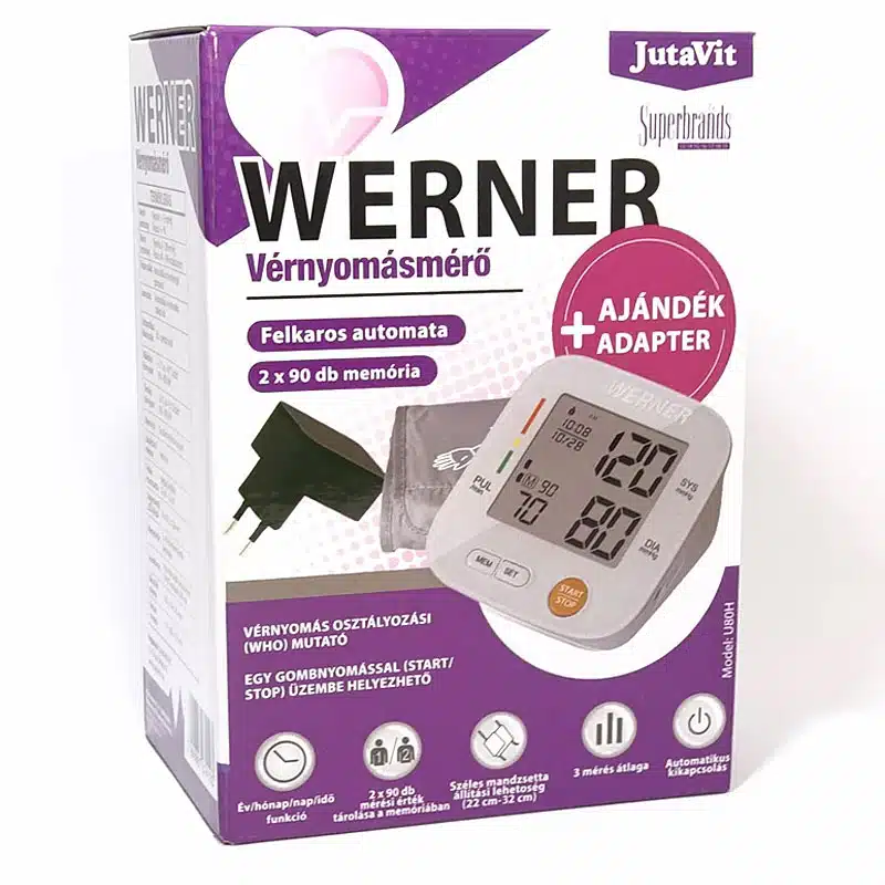 JutaVit Werner automata felkaros vérnyomásmérő + adapter 1 JutaVit Werner automata felkaros vérnyomásmérő + adapter