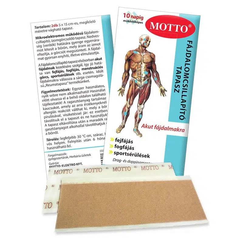 Motto fájdalomcsillapító és reumatapasz kék - 2db 15x5 cm-es tapasz 1 Motto fájdalomcsillapító és reumatapasz kék - 2db 15x5 cm-es tapasz