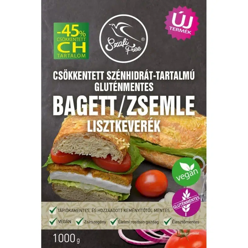Szafi Free csökkentett szénhidrát-tartalmú gluténmentes bagett / zsemle lisztkeverék - 1000g 1 Szafi Free csökkentett szénhidrát-tartalmú gluténmentes bagett / zsemle lisztkeverék - 1000g