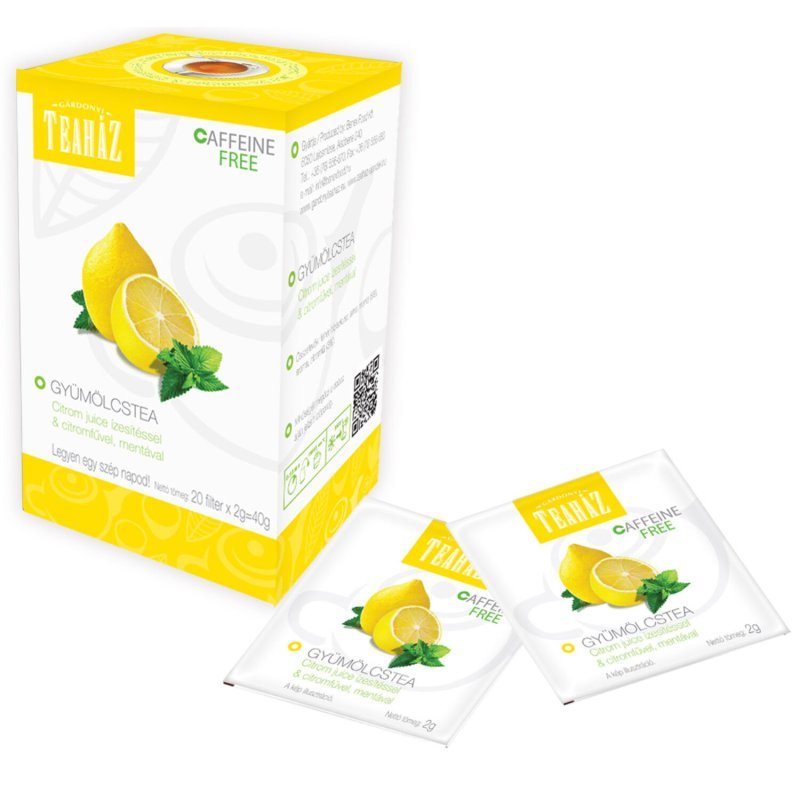 Gárdonyi Teaház Gyümölcstea citrom Juice ízesítéssel, citromfűvel, mentával - 20 filter 1 Gárdonyi Teaház Gyümölcstea citrom Juice ízesítéssel, citromfűvel, mentával - 20 filter