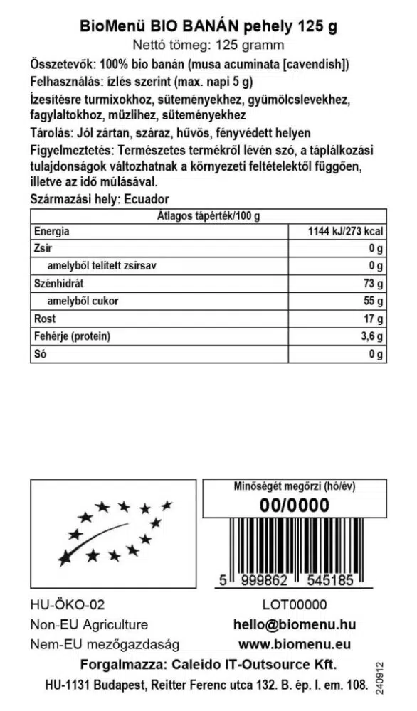 Biomenü BIO Banán pehely - 125g 2 Biomenü BIO Banán pehely - 125g - Image 2