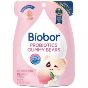 Biobor Őszibarack ízű gumicukorka probiotikus baktériumtörzsekkel - 45g