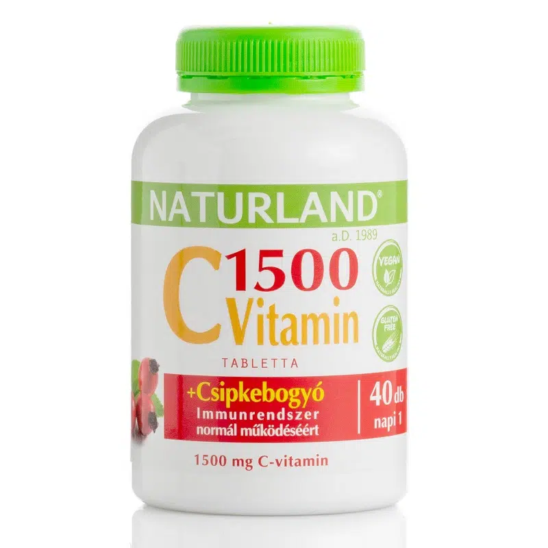 Naturland C-vitamin 1500mg + Csipkebogyó tabletta - 40db 1 Naturland C-vitamin 1500mg + Csipkebogyó tabletta - 40db