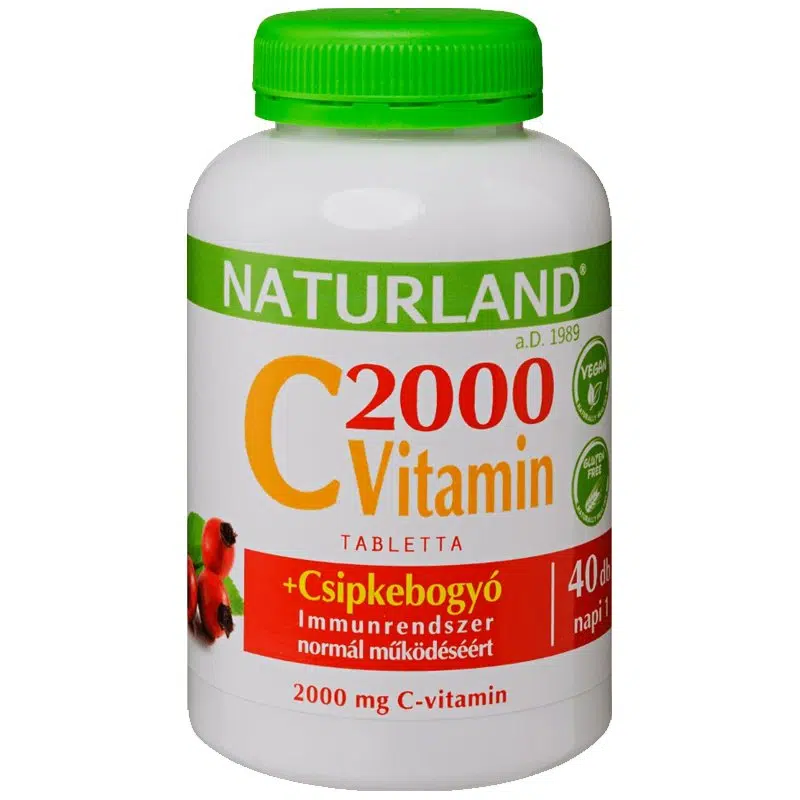 Naturland C-vitamin 2000mg + Csipkebogyó tabletta - 40db 1 Naturland C-vitamin 2000mg + Csipkebogyó tabletta - 40db