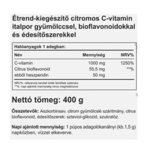 Vitaking Instant C-vitamin 1000mg citrom ízű italpor - 400g 4 Vitaking Instant C-vitamin 1000mg citrom ízű italpor - 400g - Image 2