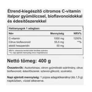 Vitaking Instant C-vitamin 1000mg citrom ízű italpor - 400g 4 Vitaking Instant C-vitamin 1000mg citrom ízű italpor - 400g - Image 2