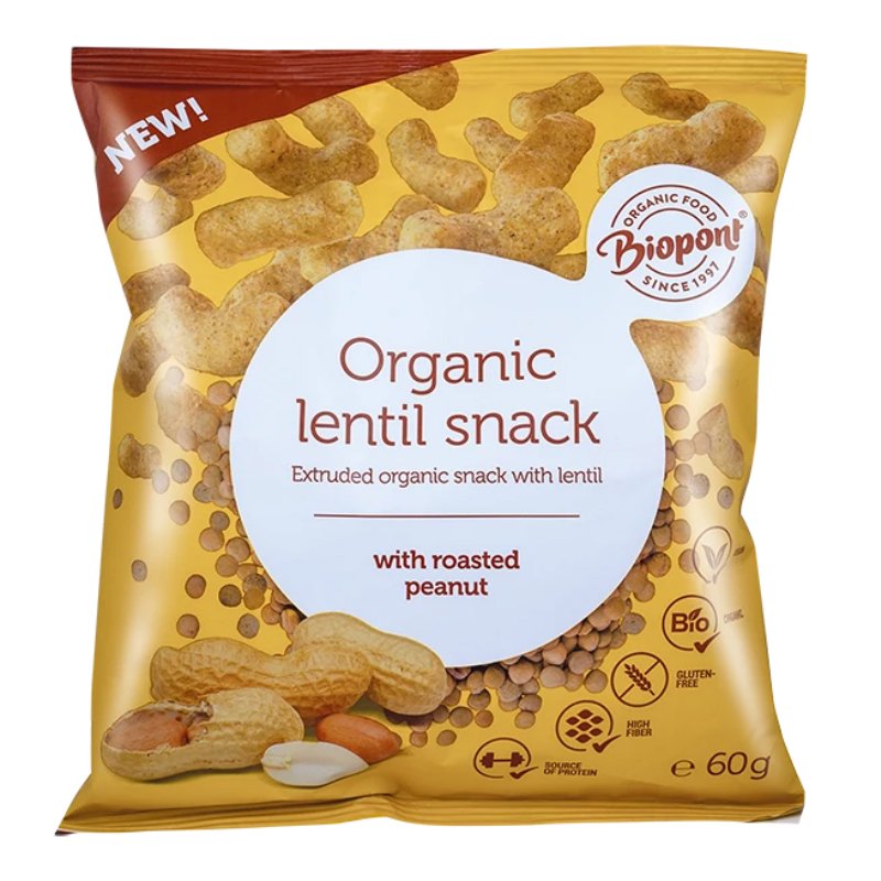 Biopont Extrudált lencse, földimogyoróval (gluténmentes) - 60g 1 Biopont Extrudált lencse, földimogyoróval (gluténmentes) - 60g