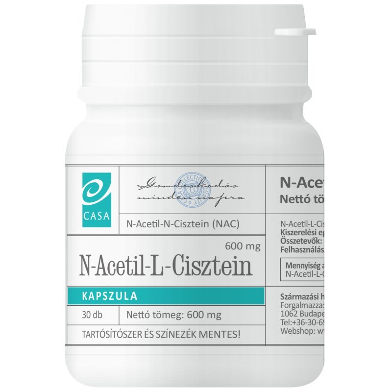 Casa N-Acetil L-Cisztein (NAC) immunerősítő és nyákoldó kapszula - 30db 1 Casa N-Acetil L-Cisztein (NAC) immunerősítő és nyákoldó kapszula - 30db