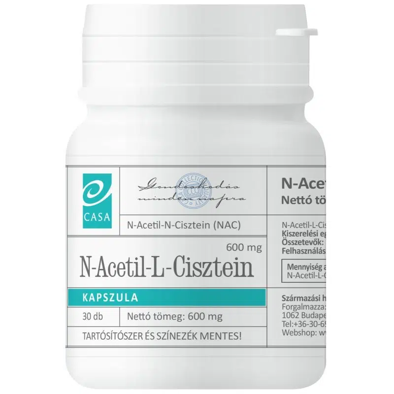 Casa N-Acetil L-Cisztein (NAC) immunerősítő és nyákoldó kapszula - 30db 1 Casa N-Acetil L-Cisztein (NAC) immunerősítő és nyákoldó kapszula - 30db