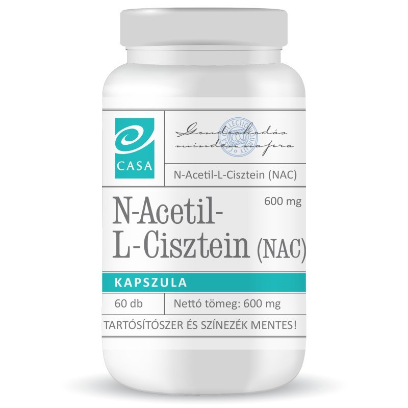 Casa N-Acetil L-Cisztein (NAC) immunerősítő és nyákoldó kapszula - 60db 1 Casa N-Acetil L-Cisztein (NAC) immunerősítő és nyákoldó kapszula - 60db