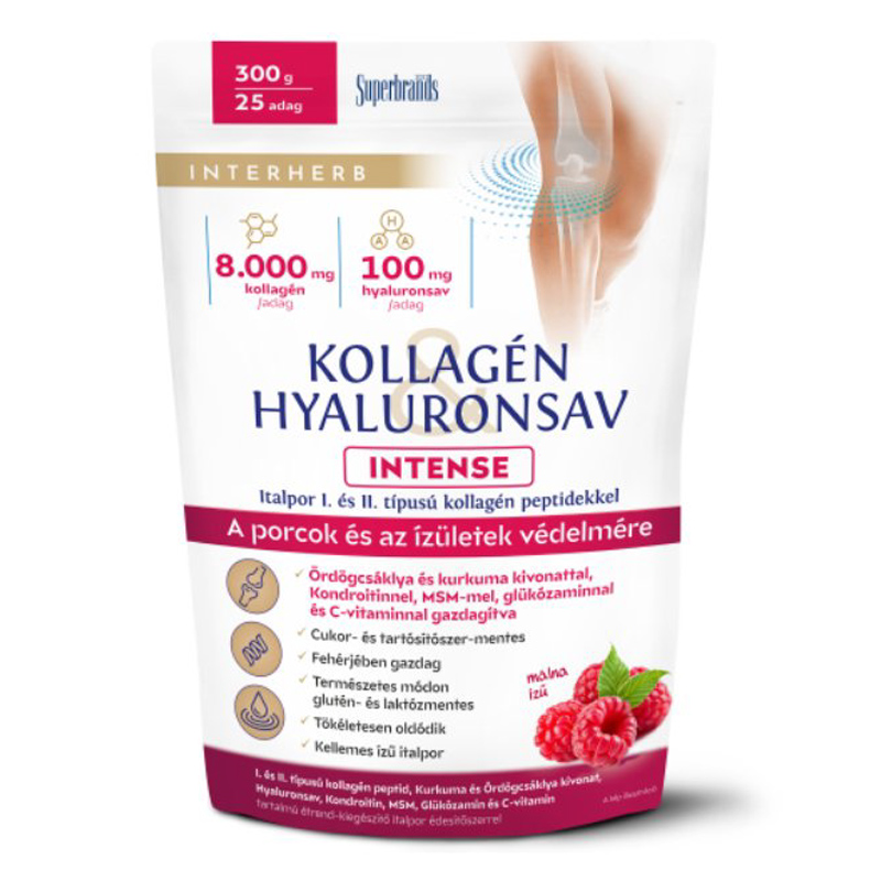 Interherb Kollagén & Hialuronsav Intense porcépítő málna ízű italpor - 300g 1 Interherb Kollagén & Hialuronsav Intense porcépítő málna ízű italpor - 300g