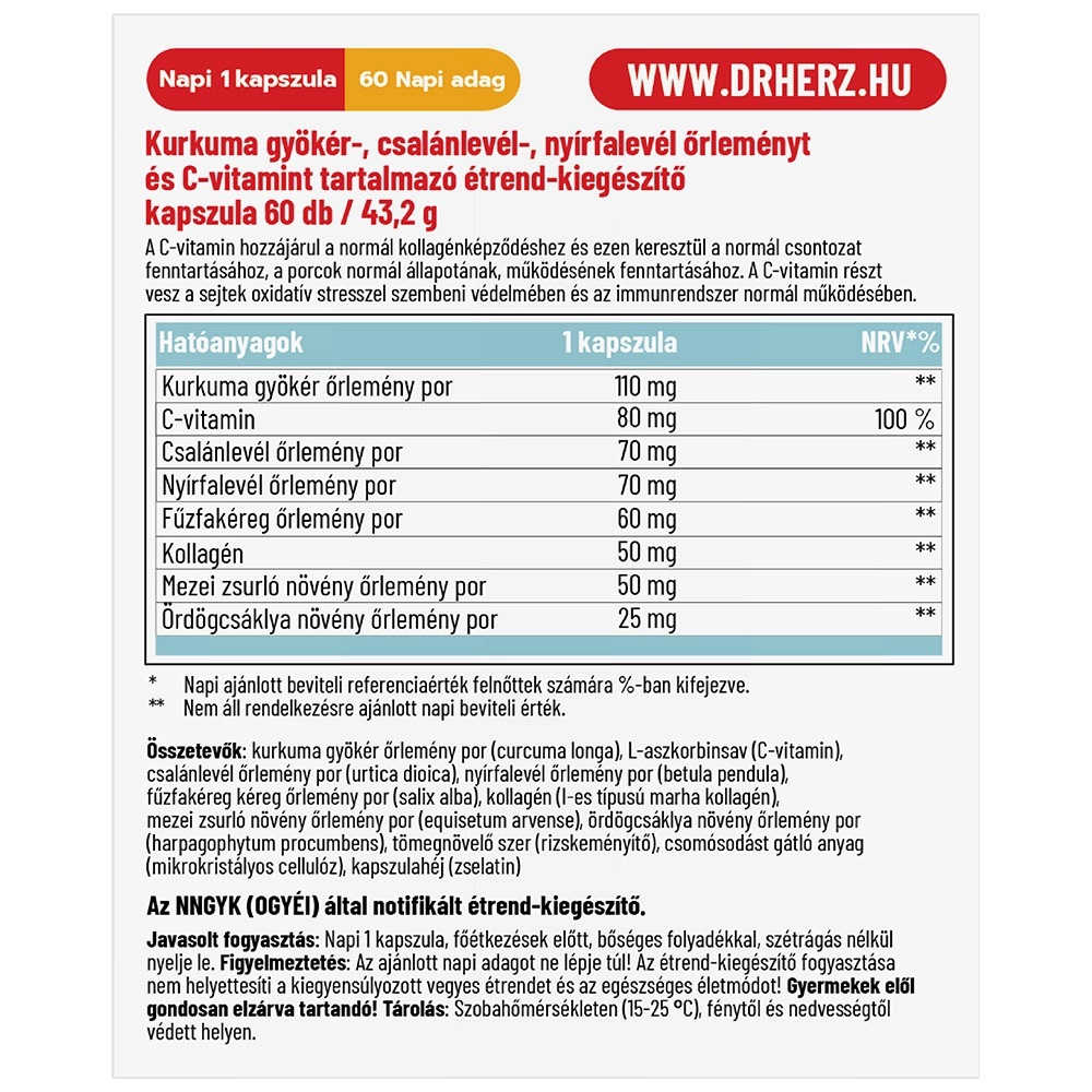 Dr. Herz Ízület komfort kapszula - 60db 2 Dr. Herz Ízület komfort kapszula - 60db - Image 2