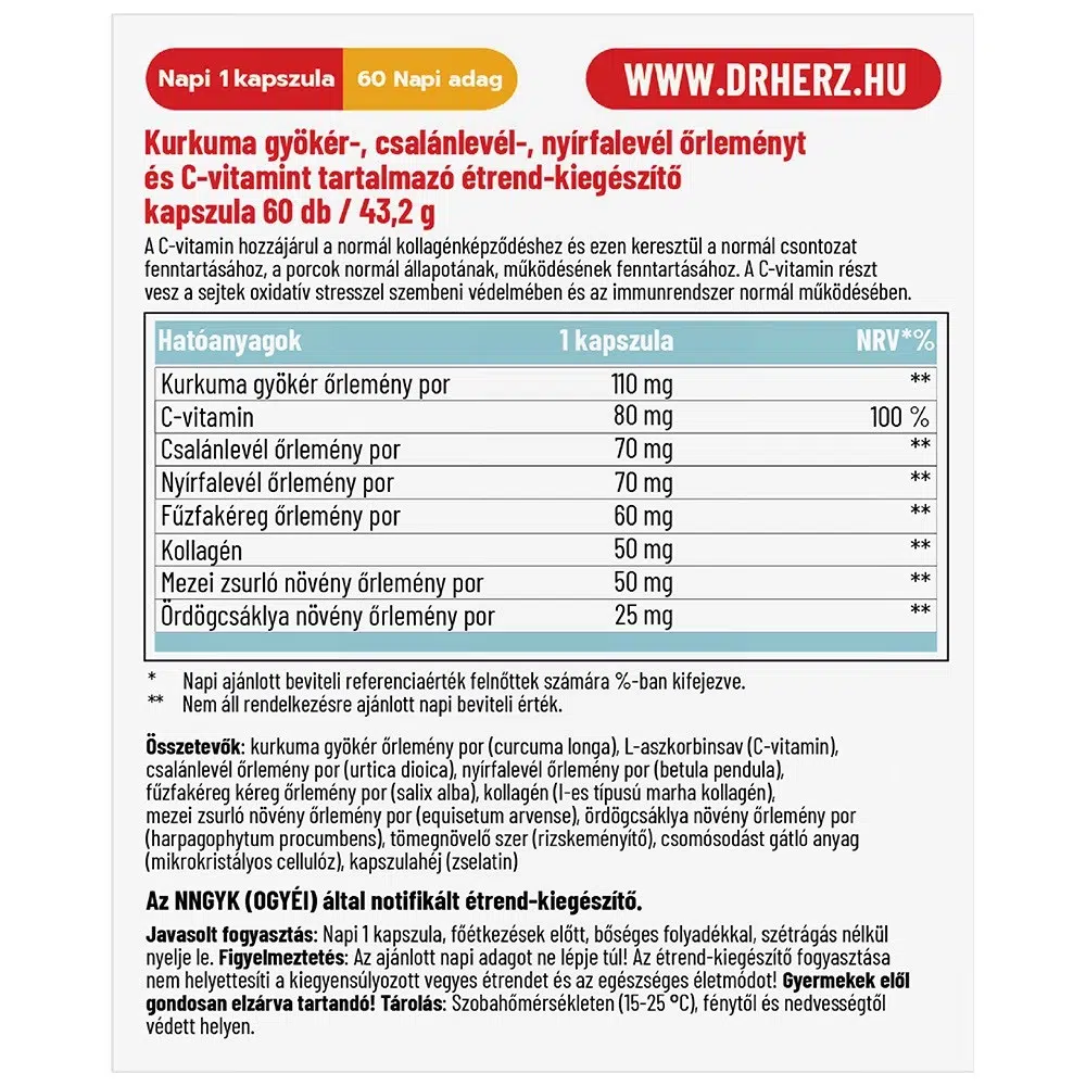 Dr. Herz Ízület komfort kapszula - 60db 2 Dr. Herz Ízület komfort kapszula - 60db - Image 2