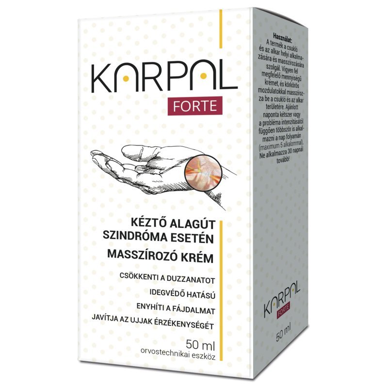 Karpal FORTE kéztő alagút szindróma masszírozó krém - 50ml 1 Karpal FORTE kéztő alagút szindróma masszírozó krém - 50ml