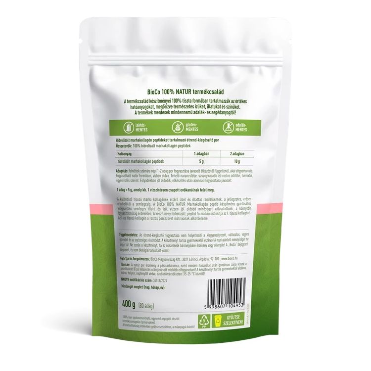 BioCo 100% NATUR Marhakollagén peptidek Megapack - 400g 2 BioCo 100% NATUR Marhakollagén peptidek Megapack - 400g - Image 2