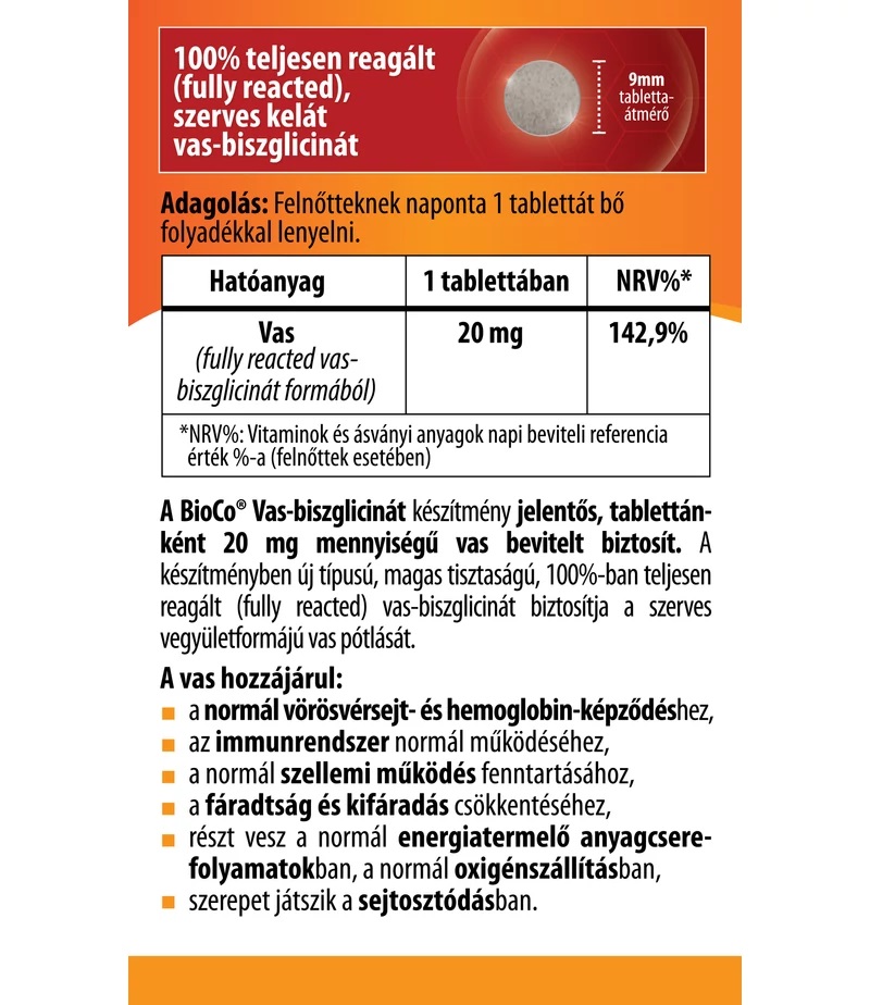 BioCo Vas-biszglicinát tabletta - 60db 2 BioCo Vas-biszglicinát tabletta - 60db - Image 2