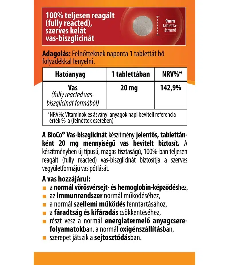 BioCo Vas-biszglicinát tabletta - 60db 2 BioCo Vas-biszglicinát tabletta - 60db - Image 2