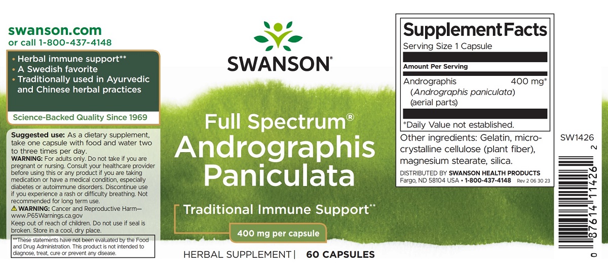 Swanson Full Spectrum Andrographis Paniculata kapszula - 60db 2 Swanson Full Spectrum Andrographis Paniculata kapszula - 60db - Image 2