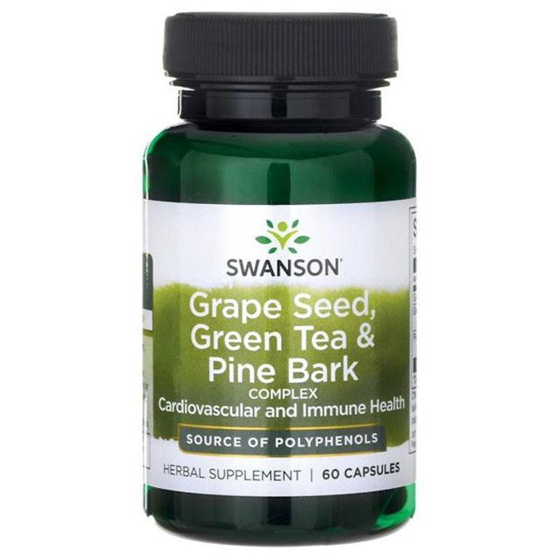 Swanson Szőlőmag, Zöld Tea + Fenyőkéreg komplex kapszula - 60db 1 Swanson Szőlőmag, Zöld Tea + Fenyőkéreg komplex kapszula - 60db