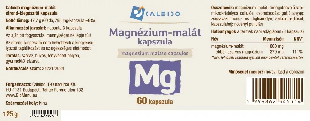 Caleido Magnézium-malát kapszula - 60db 2 Caleido Magnézium-malát kapszula - 60db - Image 2