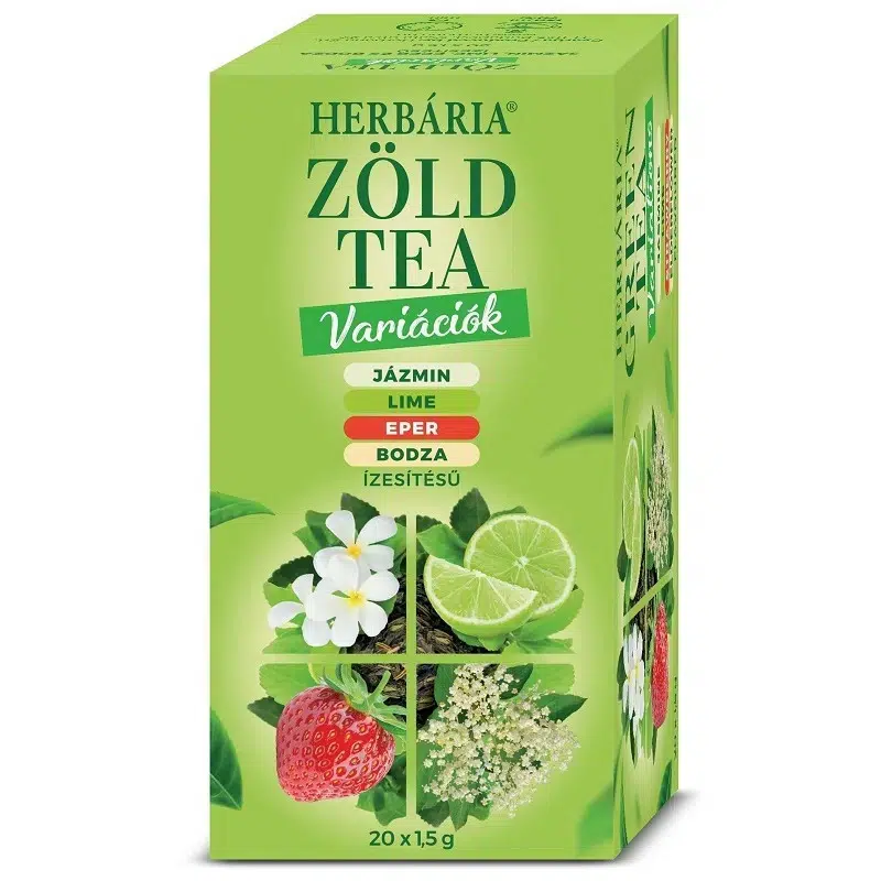 Herbária Zöld tea variációk - jázmin, lime, eper, bodza - 20 filter 1 Herbária Zöld tea variációk - jázmin, lime, eper, bodza - 20 filter