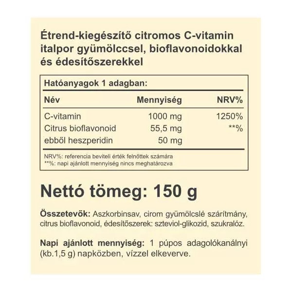 Vitaking Instant C-vitamin 1000mg citrom ízű italpor - 150g 2 Vitaking Instant C-vitamin 1000mg citrom ízű italpor - 150g - Image 2