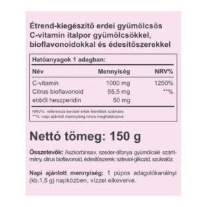Vitaking Instant Supreme C-vitamin 1000mg szeder ízű italpor - 150g - Image 2