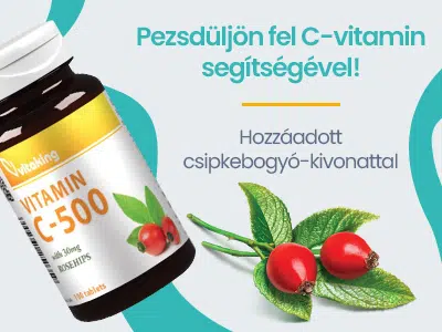 Vitaking 500mg C-vitamint és csipkebogyót tartalmazó tabletta – 100 db