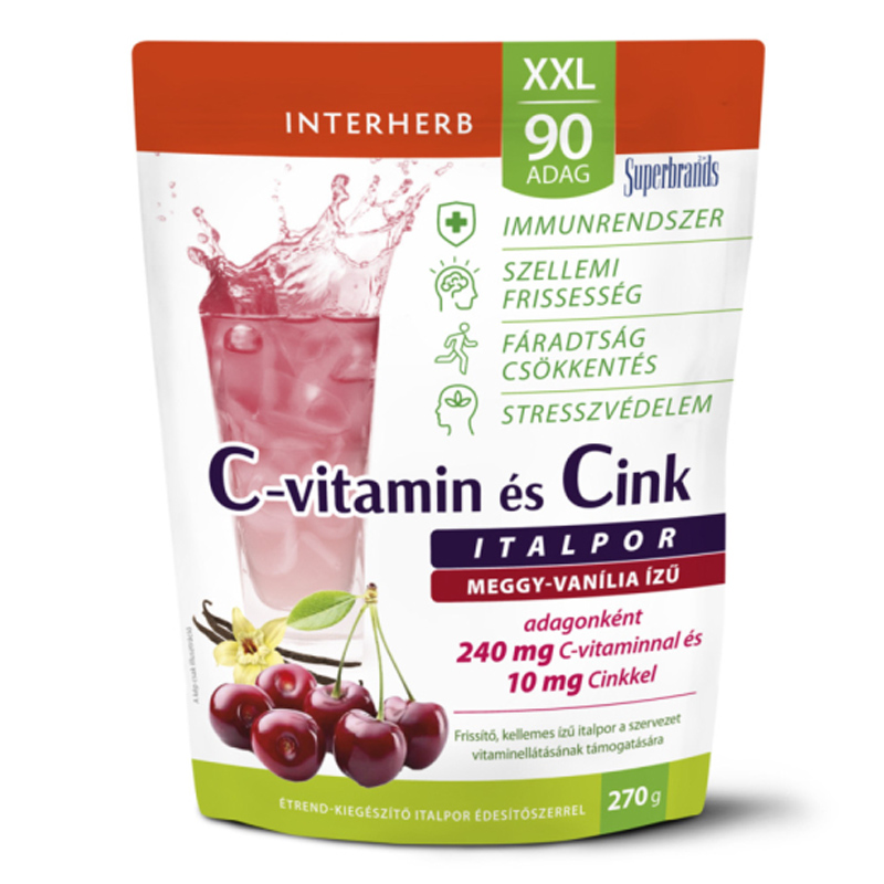 Interherb XXL C+Cink meggy-vanília italpor - 270g 1 Interherb XXL C+Cink meggy-vanília italpor - 270g