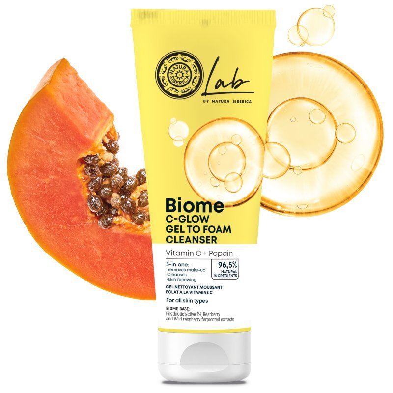 Natura Siberica Lab Biome Ragyogásfokozó gél-hab arctisztító C-vitamin + Papain - 140ml 1 Natura Siberica Lab Biome Ragyogásfokozó gél-hab arctisztító C-vitamin + Papain - 140ml