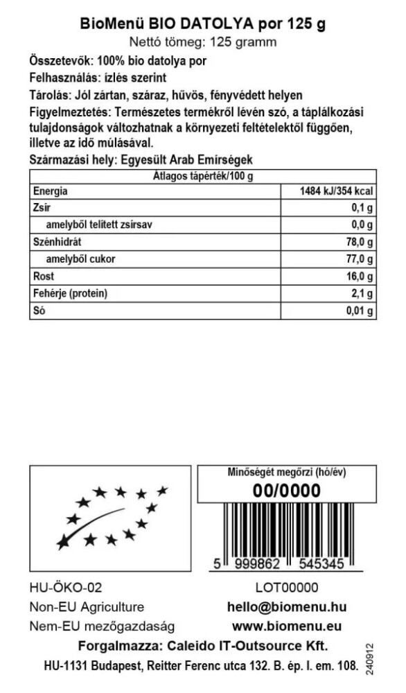 Biomenü Bio Datolya por - 125g 2 Biomenü Bio Datolya por - 125g - Image 2