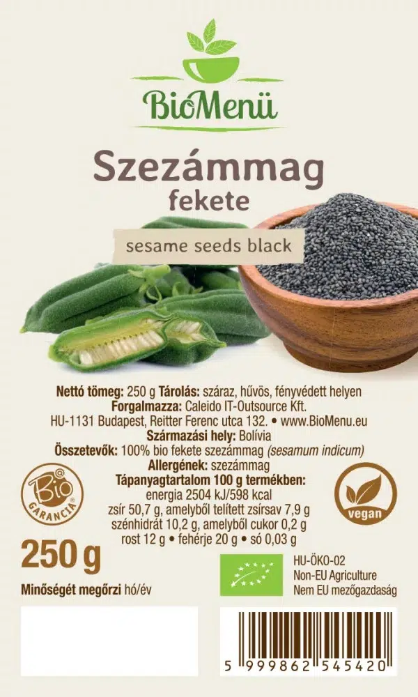 Biomenü Bio Fekete Szezámmag - 250g 2 Biomenü Bio Fekete Szezámmag - 250g - Image 2