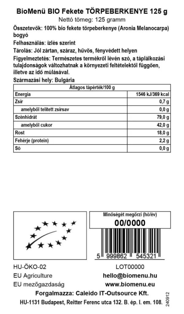 Biomenü Bio Fekete törpeberkenye (egész bogyó) - 125g 2 Biomenü Bio Fekete törpeberkenye (egész bogyó) - 125g - Image 2