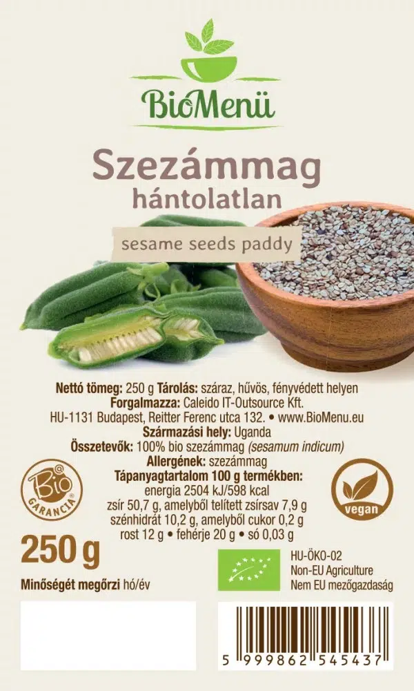 Biomenü Bio Szezámmag hántolatlan – 250g 2 Biomenü Bio Szezámmag hántolatlan – 250g - Image 2