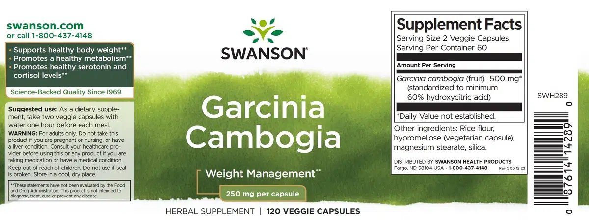 Swanson Garcinia Cambogia kapszula - 120db 2 Swanson Garcinia Cambogia kapszula - 120db - Image 2