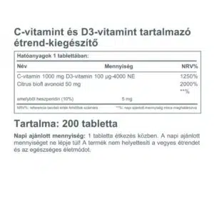 Vitaking C+D C-vitamin 1000mg + D3-vitamin 4000NE tabletta - 200db 5 Vitaking C+D C-vitamin 1000mg + D3-vitamin 4000NE tabletta - 200db - Image 2
