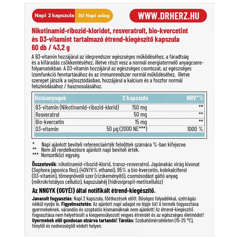 Dr. Herz NAD+ kapszula - 60db 2 Dr. Herz NAD+ kapszula - 60db - Image 2