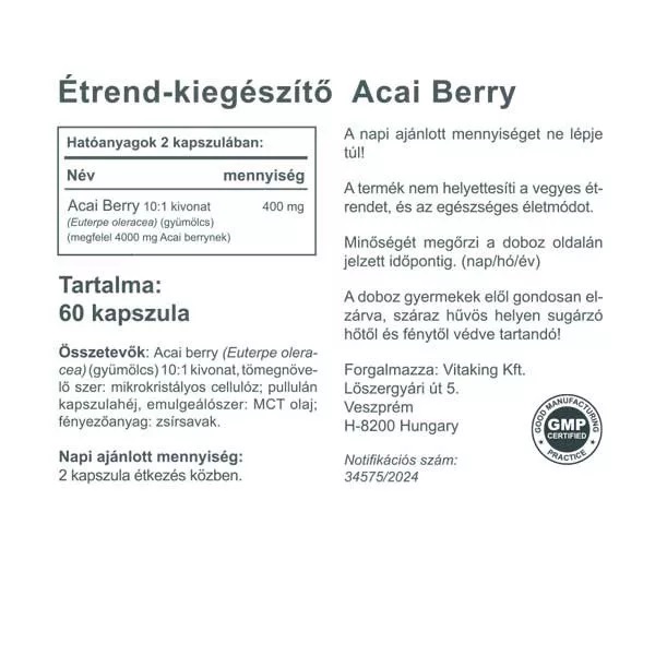 Vitaking Acai Berry kapszula - 60db 2 Vitaking Acai Berry kapszula - 60db - Image 2