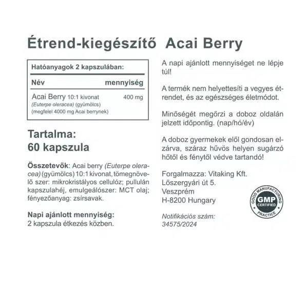 Vitaking Acai Berry kapszula - 60db 2 Vitaking Acai Berry kapszula - 60db - Image 2