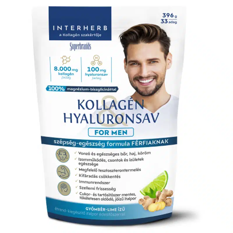 Interherb Kollagén Hyaluronsav For Men gyömbér-lime italpor - 396g 1 Interherb Kollagén Hyaluronsav For Men gyömbér-lime italpor - 396g