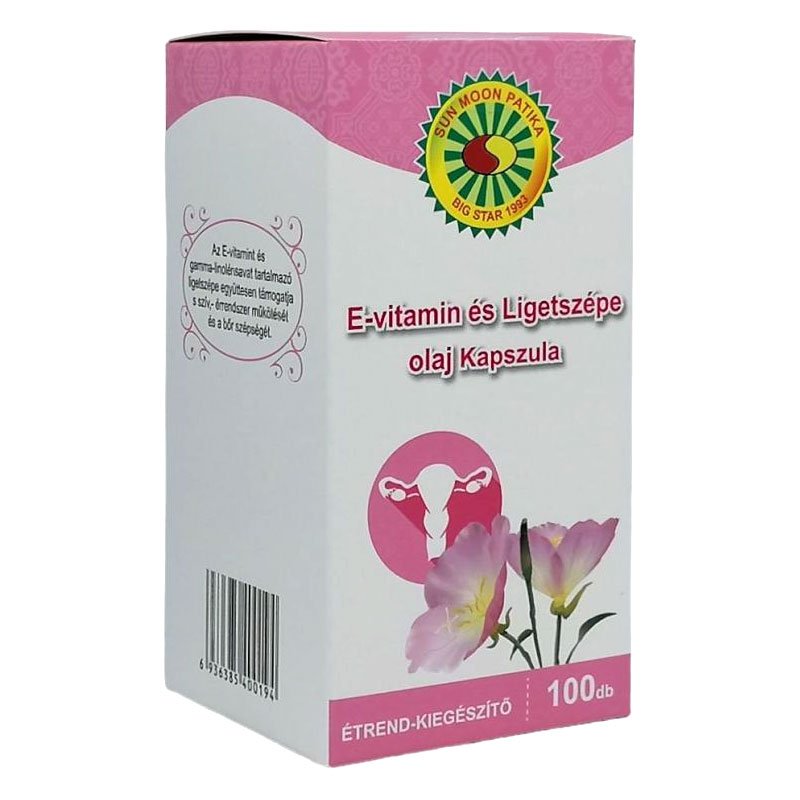Sun Moon E-vitaminos ligetszépe kapszula - 100db 1 Sun Moon E-vitaminos ligetszépe kapszula - 100db