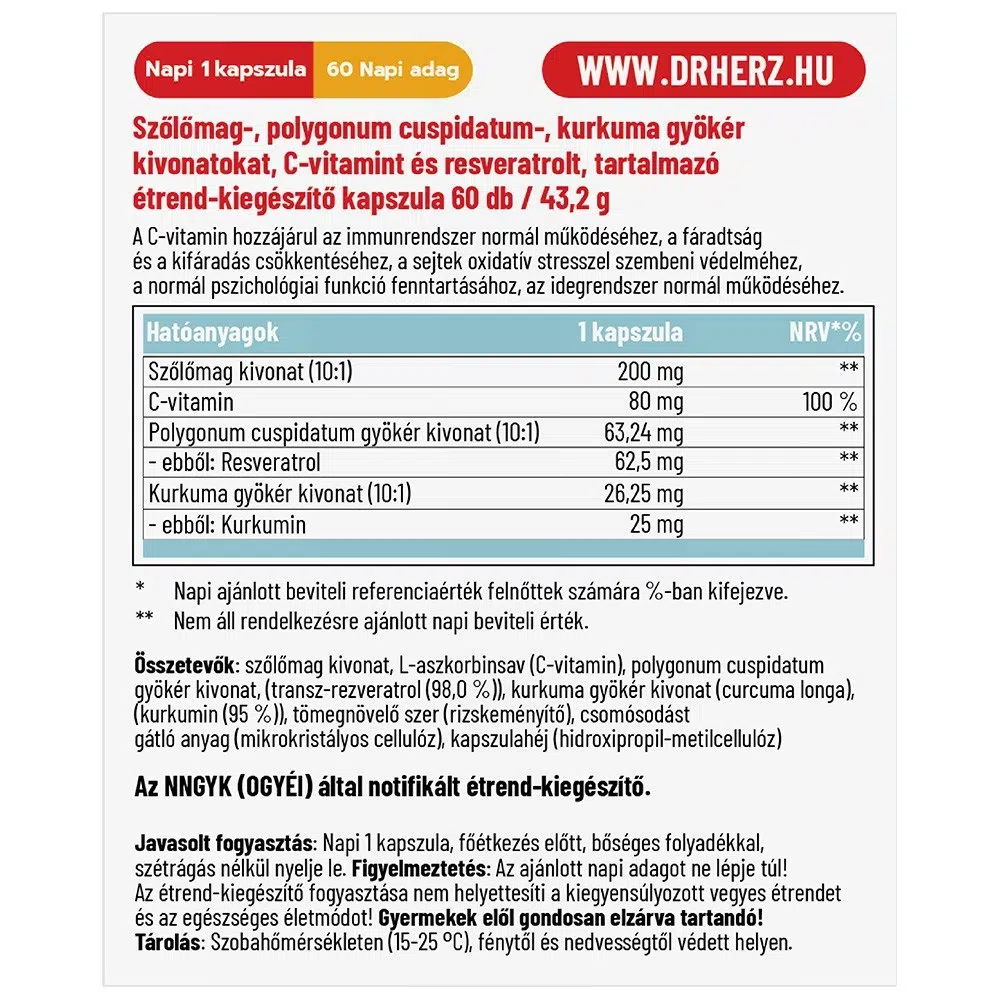 Dr. Herz Rezveratrol kapszula - 60db 2 Dr. Herz Rezveratrol kapszula - 60db - Image 2