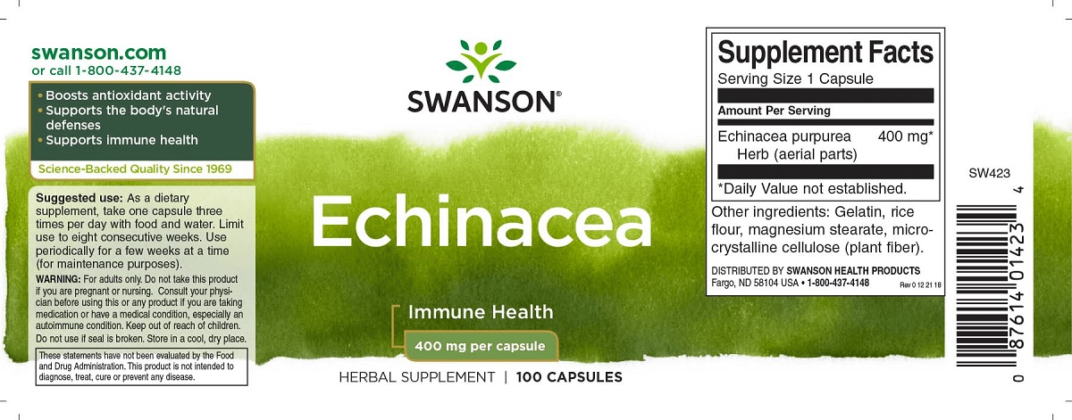 Swanson Bíbor kasvirág - Echinacea kapszula - 100db 2 Swanson Bíbor kasvirág - Echinacea kapszula - 100db - Image 2